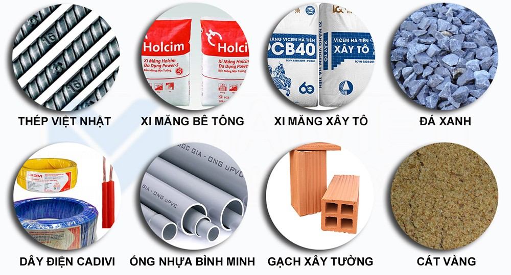 3 Giai Đoạn Và Yếu Tố Chi Phí Hoàn Thiện Nhà Vật liệu xây dựng phần thô phổ biến dùng trong chi phí hoàn thiện nhà ở dân dụng.