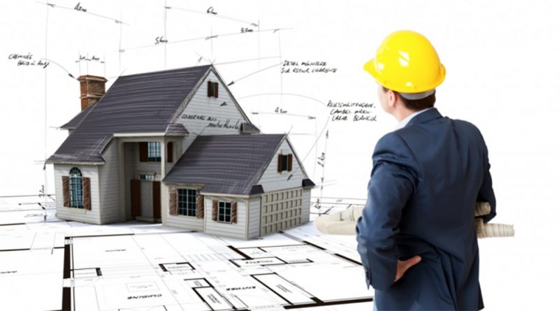 Kỹ sư đang xem bản thiết kế ngôi nhà và hồ sơ kỹ thuật – minh họa bước chọn nhà thầu uy tín trong xây dựng.