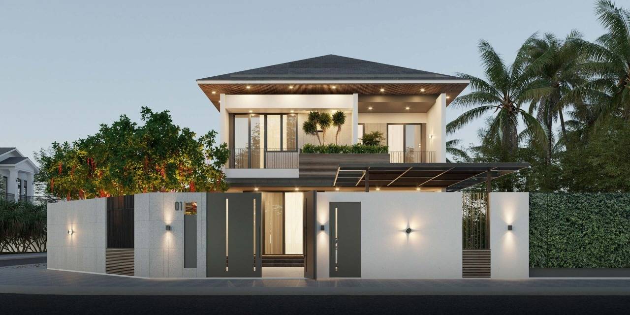 Chọn phong cách thiết kế nhà 2 tầng mái Thái kết hợp không gian xanh