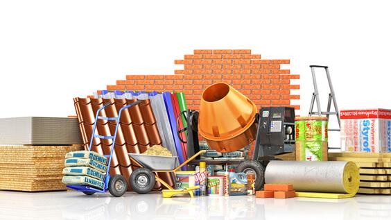 Hình minh họa các loại vật liệu xây dựng phổ biến, nhấn mạnh tầm quan trọng của kinh nghiệm chọn vật liệu để tránh lỗi sai trong xây nhà.