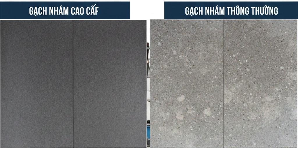 Gạch nhám tối màu phù hợp gia đình có trẻ nhỏ và sinh hoạt nhiều