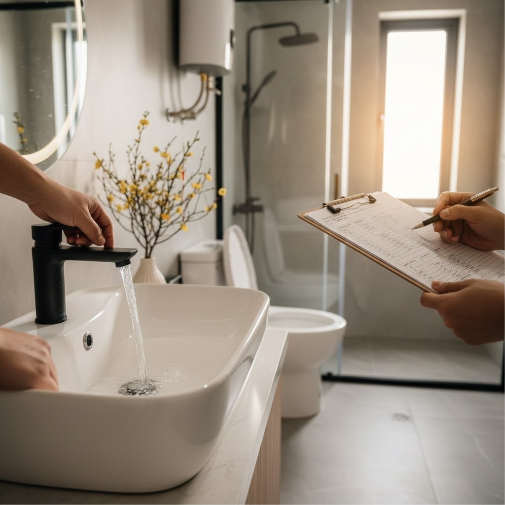 Kiểm tra vòi nước để hoàn thiện nhà trước Tết an toàn và kín đáo