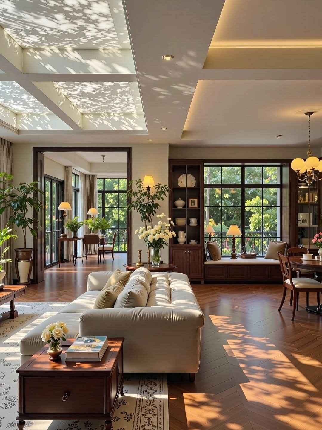 Không gian xanh trong nhà với ánh sáng tự nhiên và cây xanh