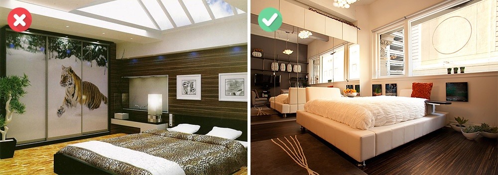 So sánh phòng ngủ bố trí sai phong thủy và không gian ngủ hài hòa ánh sáng