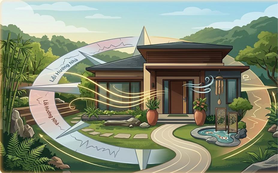 Vách ngăn phong thủy lỗi hướng nhà không hợp tuổi.