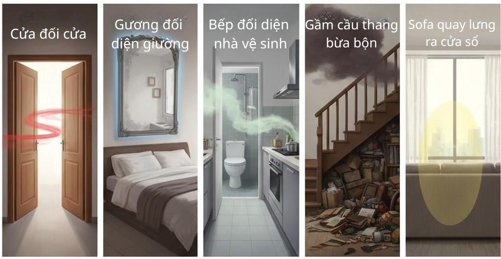 5 Lỗi Phong Thủy Thường Gặp, Dễ Phạm Khi Bố Trí Nội Thất Các lỗi phong thủy thường gặp trong thiết kế nhà ở hiện đại