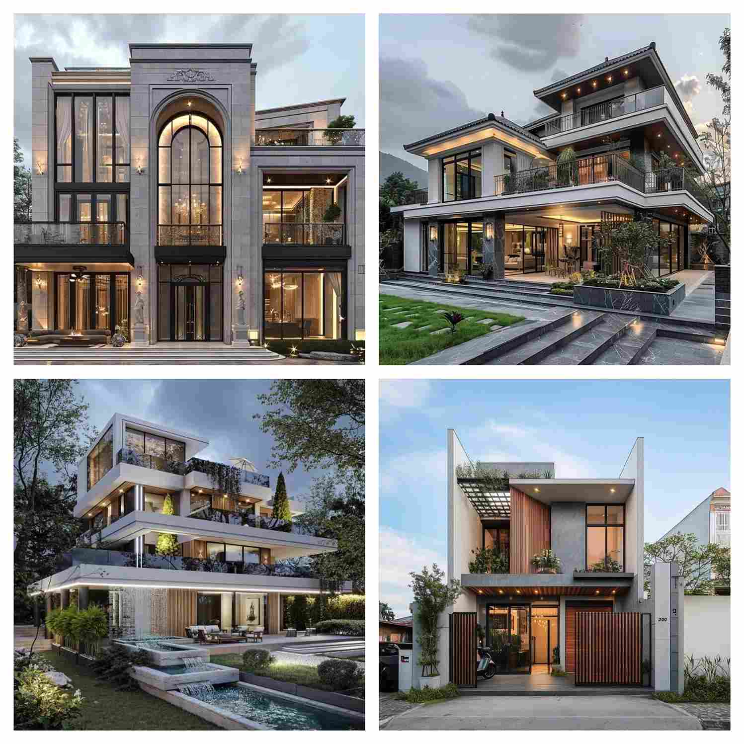 Mẫu villa sang trọng phong cách tân cổ điển với mặt tiền cao cấp