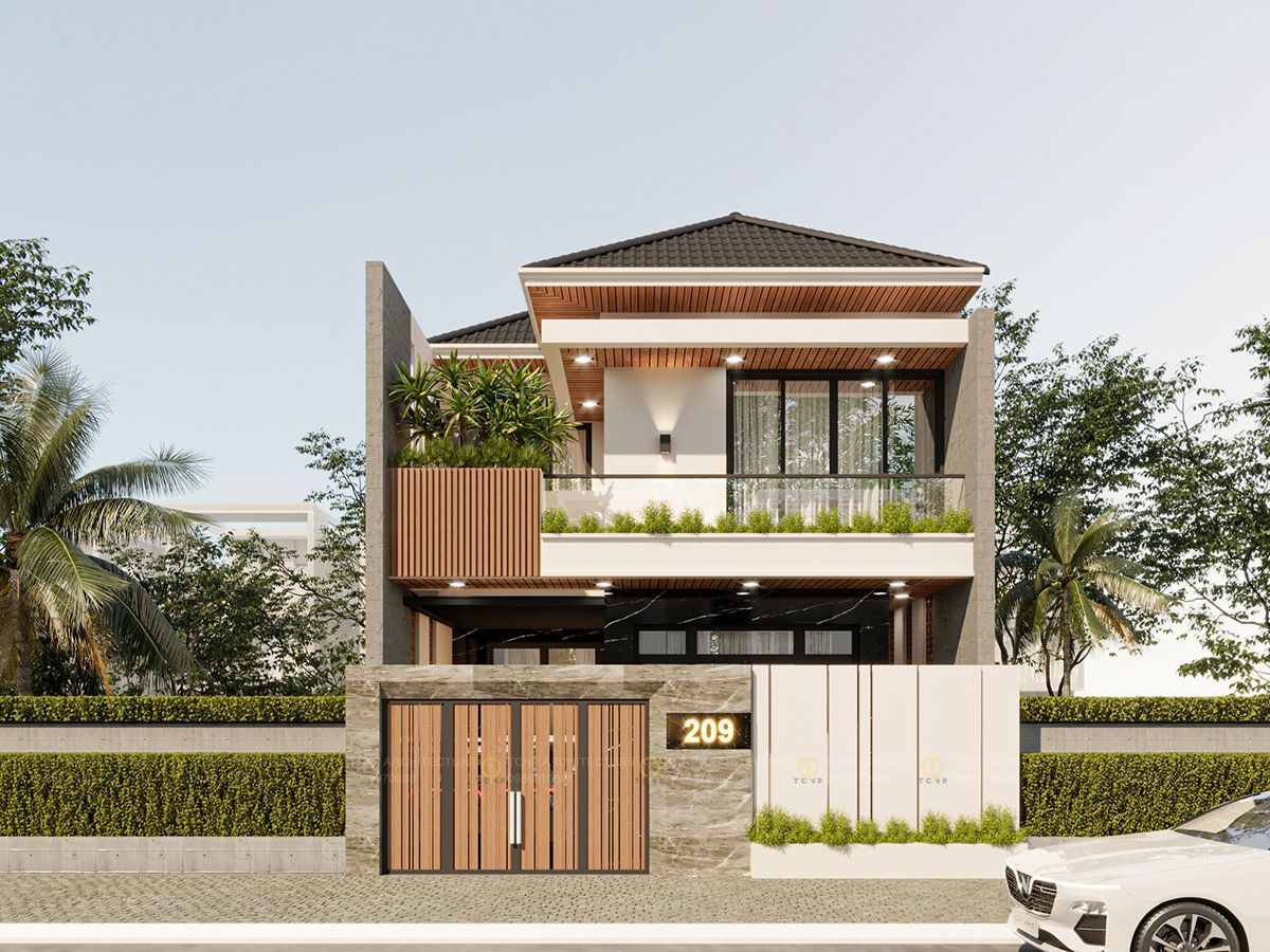 Mẫu Villa Sang Trọng: Chi Phí Xây Dựng Và Kinh Nghiệm Thiết Kế Mẫu villa sang trọng 3 tầng hiện đại với nhiều ban công xanh