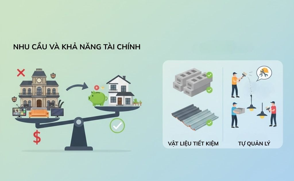 Cân đối nhu cầu xây nhà và khả năng tài chính của gia chủ