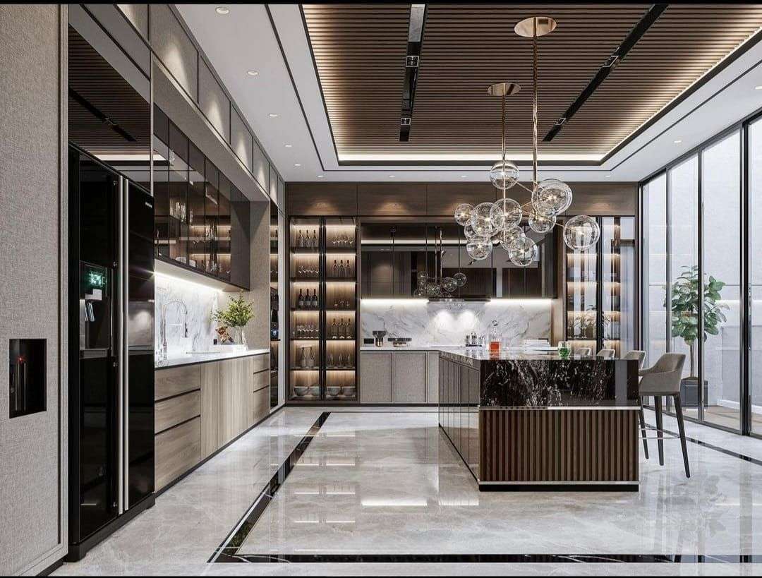 Nội thất biệt thự đá cẩm thạch phòng bếp sang trọng