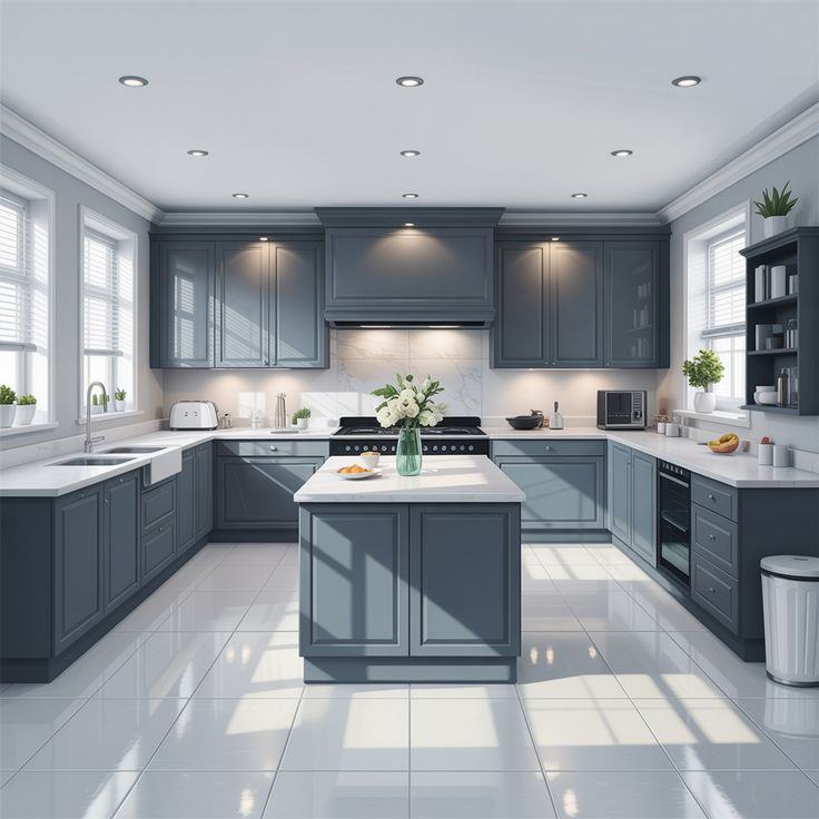 Nội thất bếp biệt thự pastel sang trọng