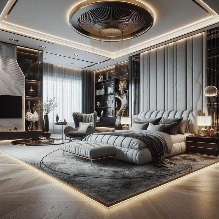 Nội Thất Villa Hiện Đại: 5 Kinh Nghiệm Thiết Kế Nội Thất Chuyên Nghiệp Nội thất villa hiện đại với phòng ngủ master sang trọng, giường bọc nệm lớn và ánh sáng LED