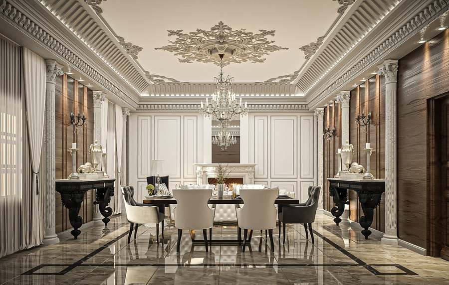 Mẫu Biệt Thự Hiện Đại Tinh Tế Mang Hơi Thở Biệt Thự Phong Cách Châu Âu Phòng ăn biệt thự hiện đại phong cách châu Âu sang trọng và tinh tế