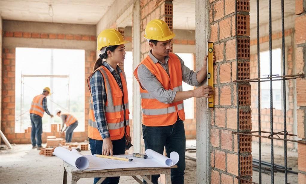 quy trình xây tường và dựng khung cho nhà ở dân dụng