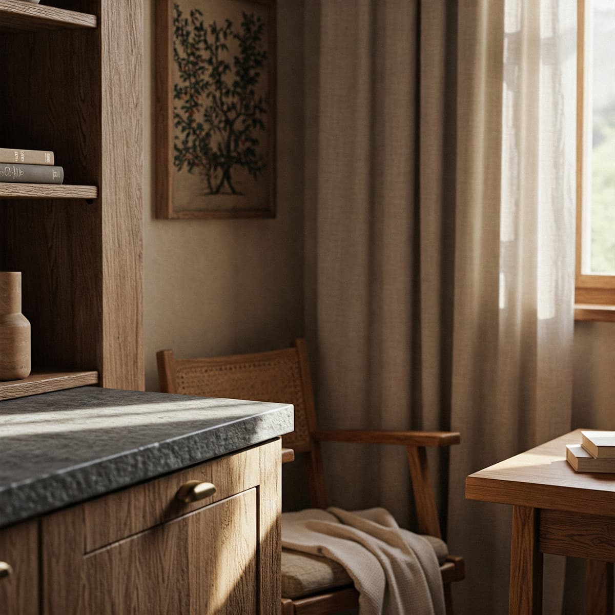 5 Cách Thực Hành Lối Sống Chậm Trong Không Gian Nhỏ Để Tìm Lại Bình Yên thiet ke noi that slow living su dung vat lieu tu nhien nhu go vai tho da moc