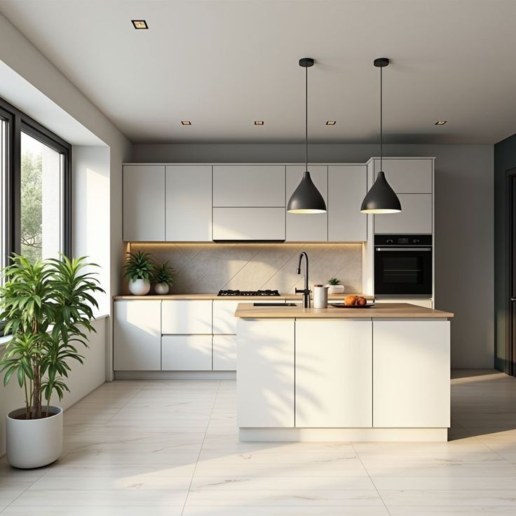 Thiết Kế Nhà Tối Giản: Tinh Tế Và Ấm Cúng Cho Gia Chủ Phòng bếp sáng thoáng theo thiết kế nhà tối giản hiện đại