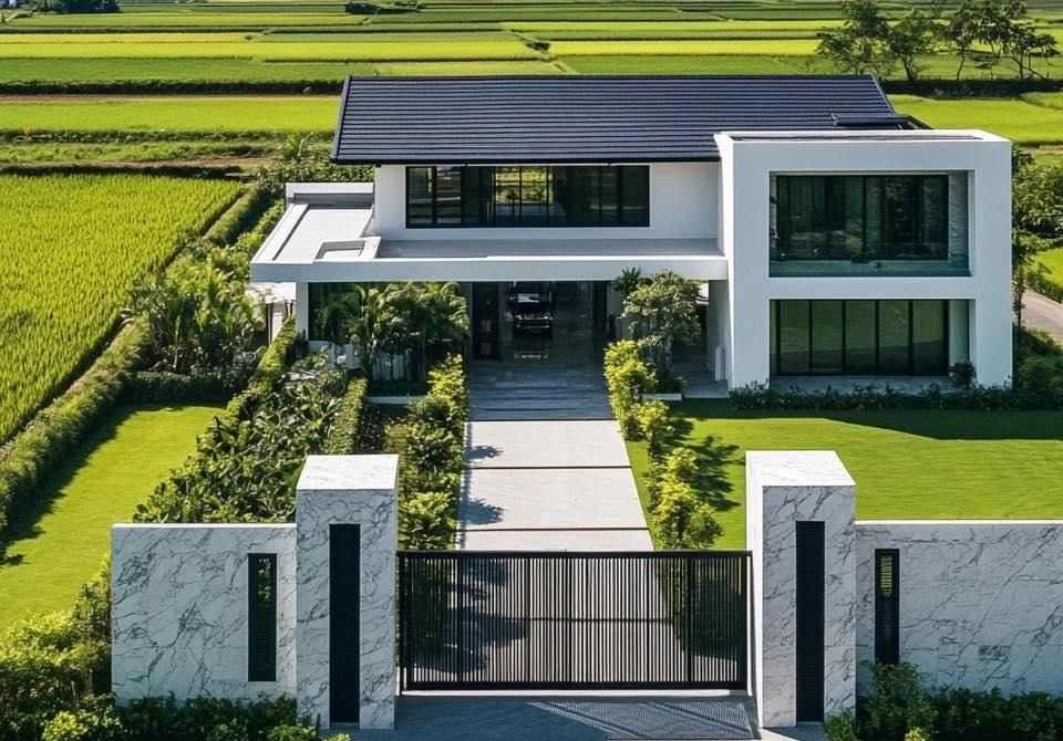 Thiết Kế Phong Cách Nhật Trong Mẫu Biệt Thự Hiện Đại Biệt thự phong cách Nhật giữa cánh đồng, thiết kế tối giản và thanh thoát
