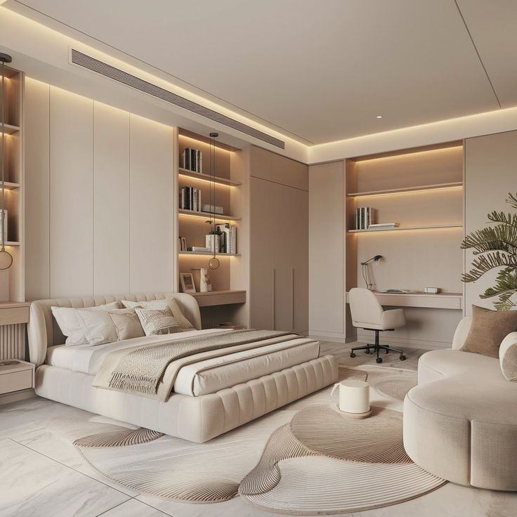 Thiết kế phòng ngủ hợp lý với ánh sáng và nội thất hiện đại