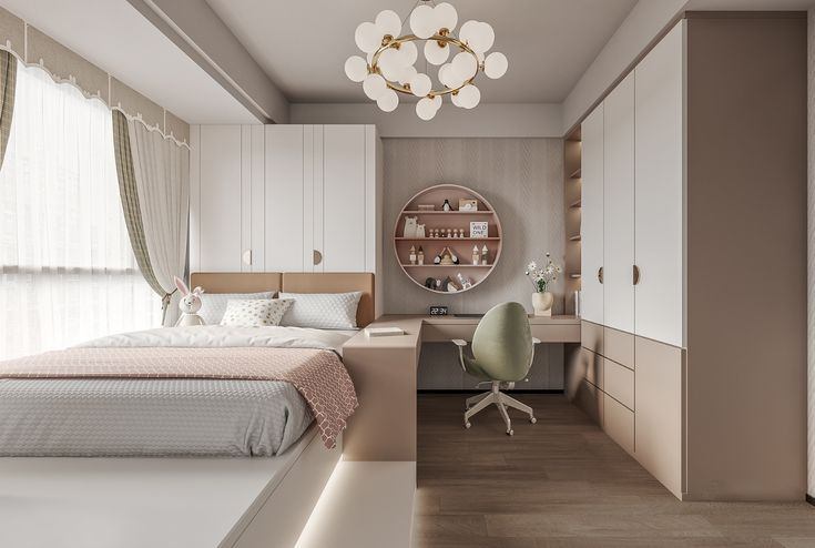 Thiết kế phòng ngủ hiện đại tích hợp bàn làm việc tiện lợi