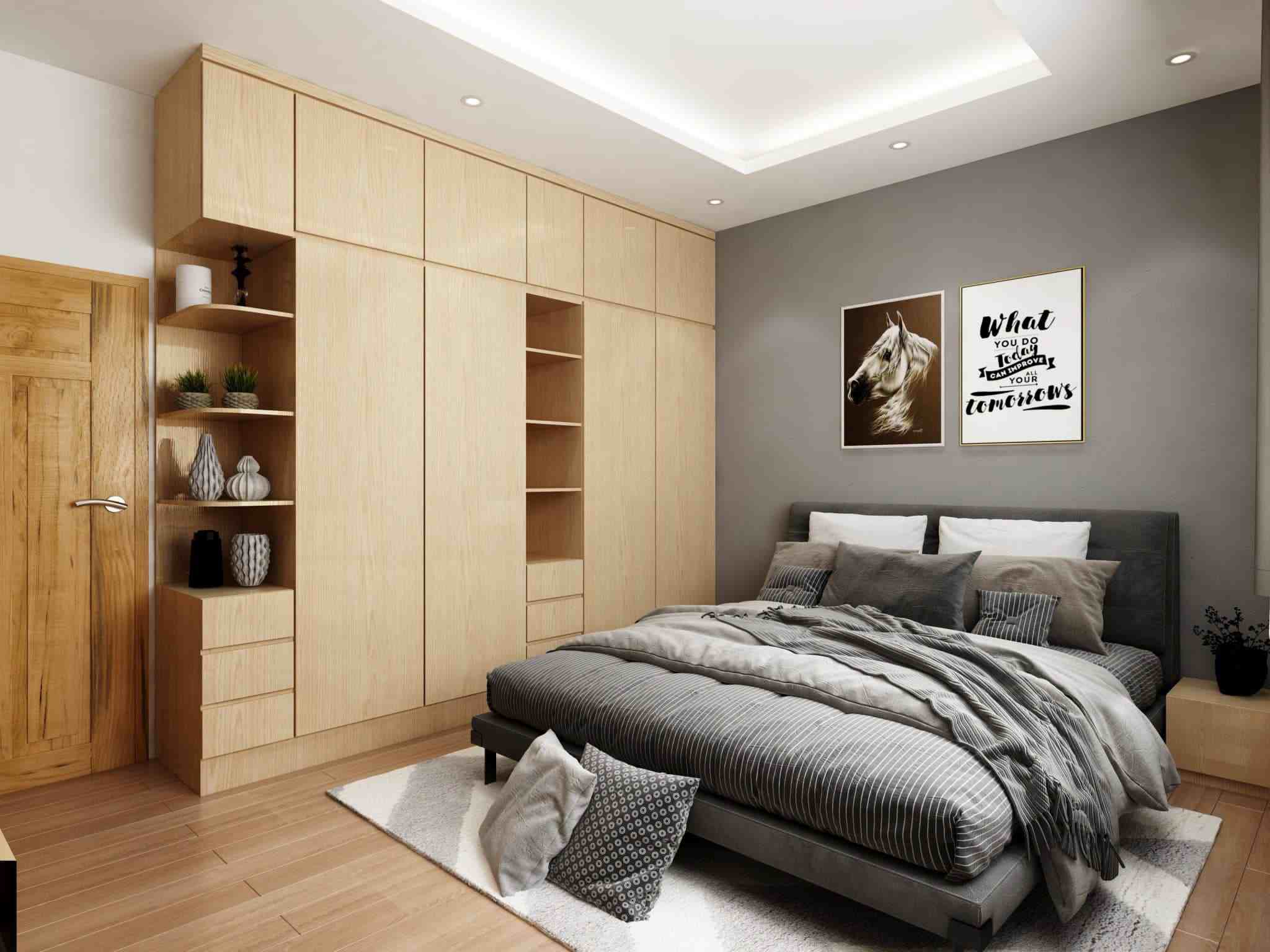Thiết Kế Phòng Ngủ Hợp Lý Giúp Tối Ưu Không Gian Và Giấc Ngủ Chất Lượng Nội thất gỗ sáng màu trong thiết kế phòng ngủ hợp lý