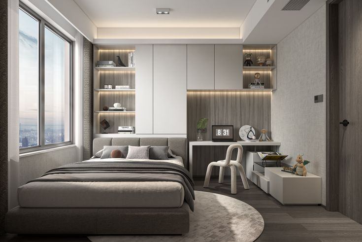 Thiết kế phòng ngủ sang trọng với ánh sáng và tông màu trung tính