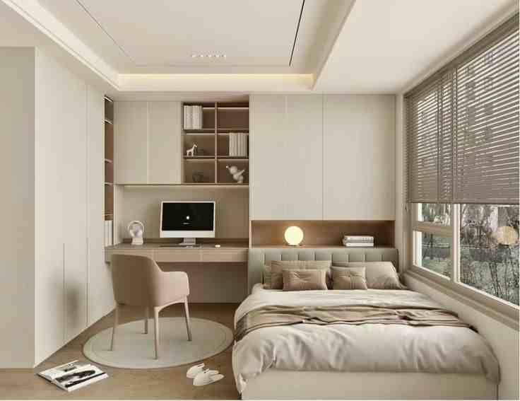 Thiết Kế Phòng Ngủ Hợp Lý Giúp Tối Ưu Không Gian Và Giấc Ngủ Chất Lượng Phòng ngủ nhỏ gọn với thiết kế phòng ngủ hợp lý tích hợp bàn làm việc
