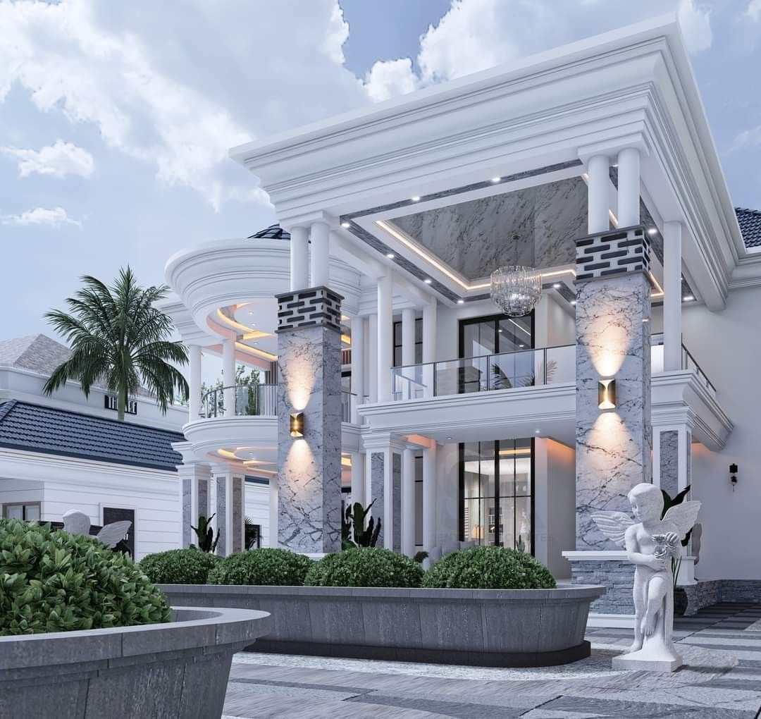 Hướng Dẫn 5 Bước Thiết Kế Villa Cao Cấp Và Kinh Nghiệm Thiết Kế Villa Thiết kế villa cao cấp phong cách cổ điển châu Âu với cột trụ lớn