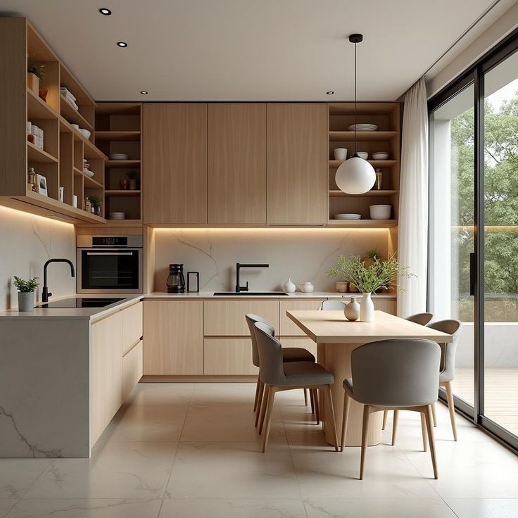 Tổ ấm cuối năm với gian bếp gỗ ấm áp, gọn gàng