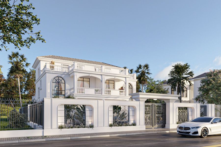 Villa Phong Cách Châu Âu Và Kinh Nghiệm Thiết Kế Thực Tế Biệt thự phong cách châu Âu 2 tầng mái ngói sáng
