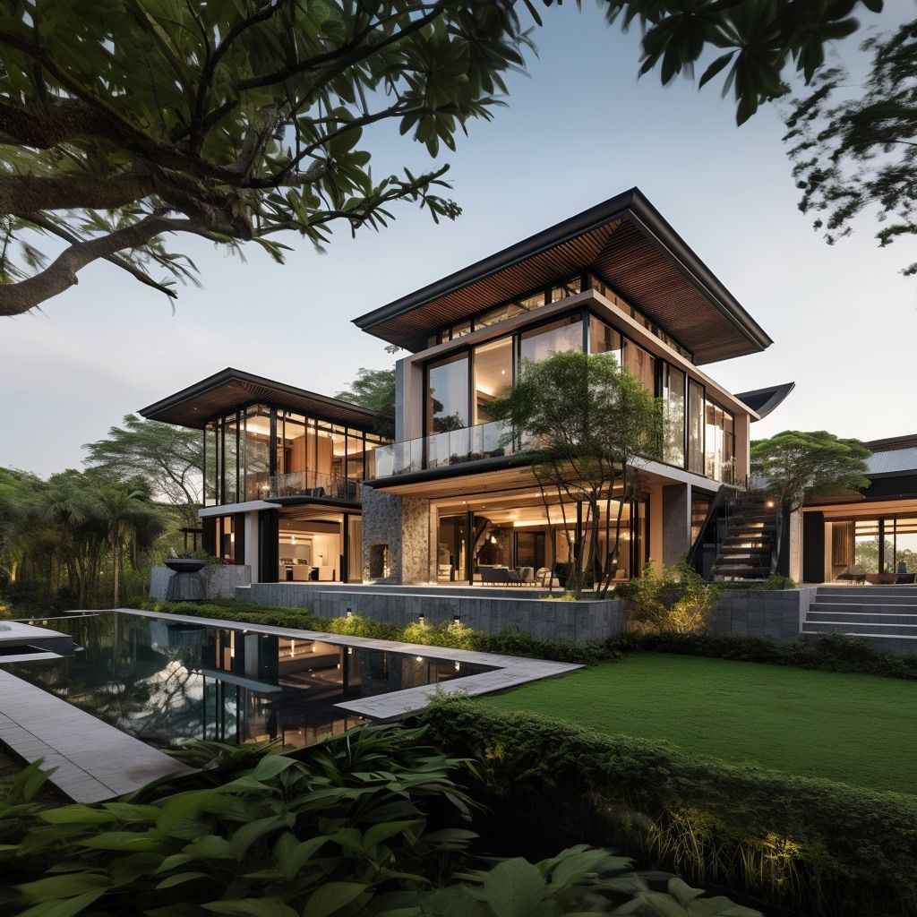 Villa Sân Vườn: Bí Quyết Thiết Kế Không Gian Sống Xanh Chuẩn Nghỉ Dưỡng Villa sân vườn cao cấp với hồ bơi và thiết kế Tropical hiện đại