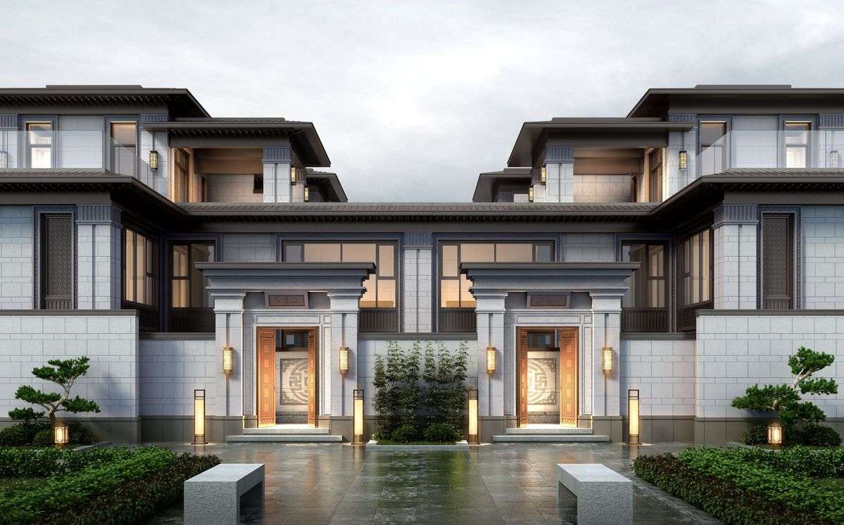 Villa song lập phong cách Á Đông hiện đại