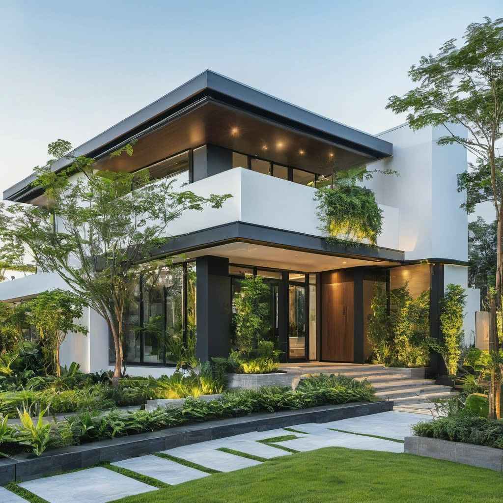 Villa sân vườn tối giản hiện đại nhiều mảng xanh