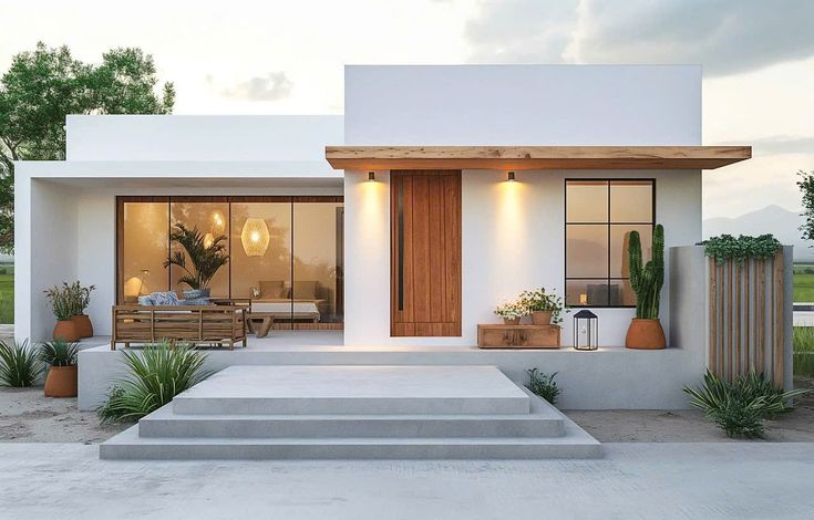 Xây Nhà Ở Quê Đẹp Và Gần Gũi: Trải Nghiệm Sống Đúng Nghĩa Nhà cấp 4 hiện đại ở quê phong cách tối giản, tông trắng – gỗ ấm cúng
